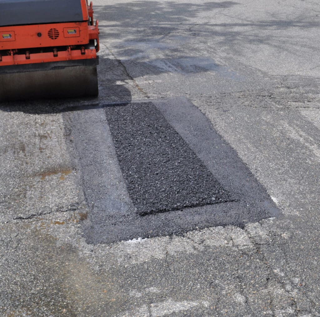 infrared asphalt patching on road