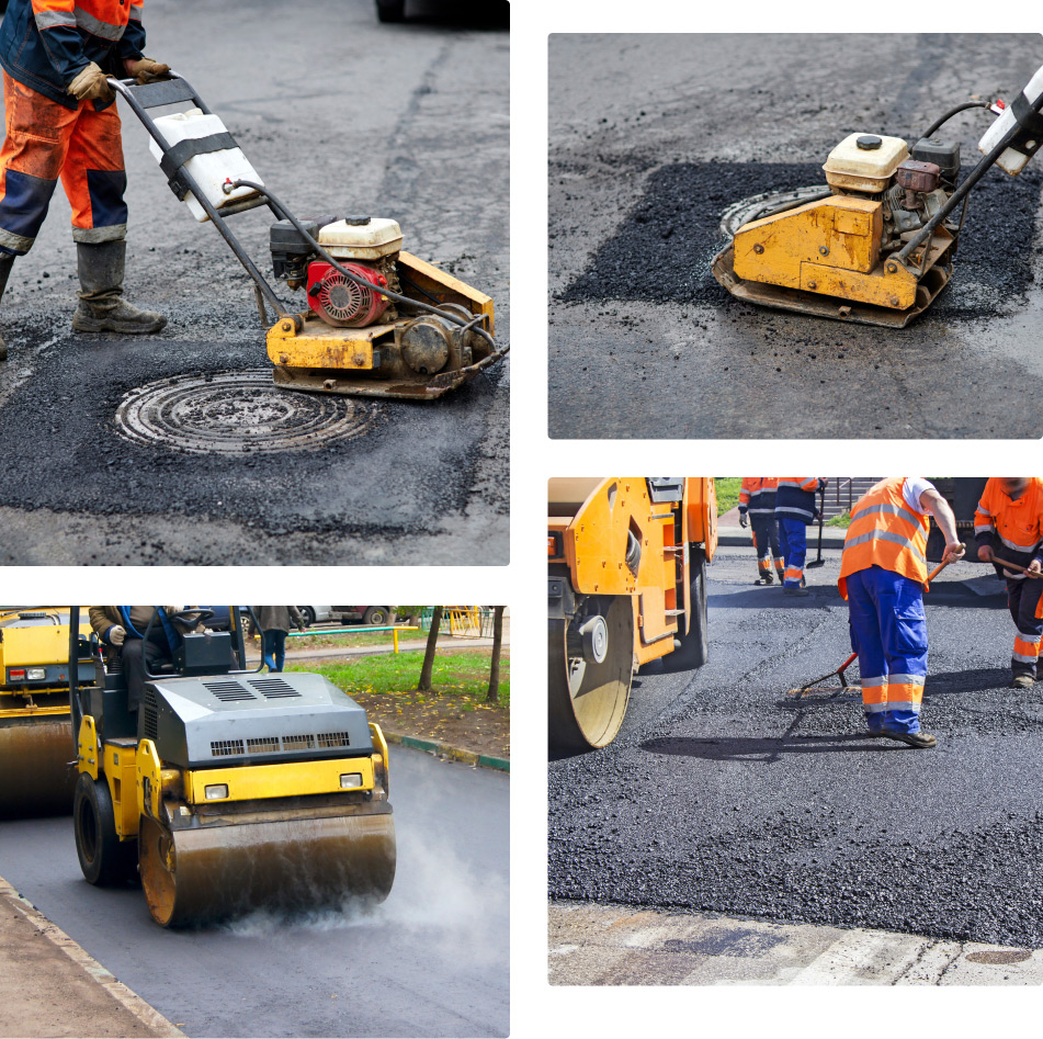 patching and repairing potholes photo grid