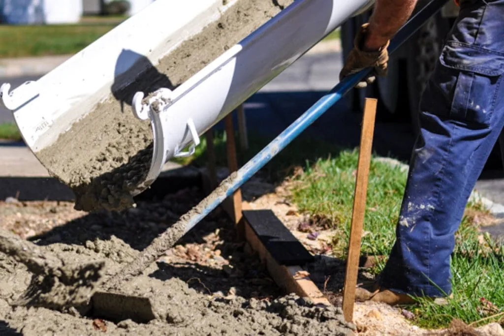 pouring concrete