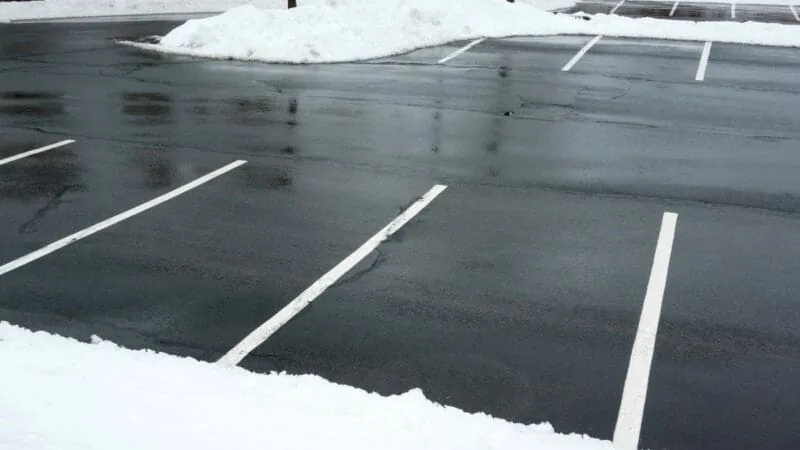 parking lot covered in snow