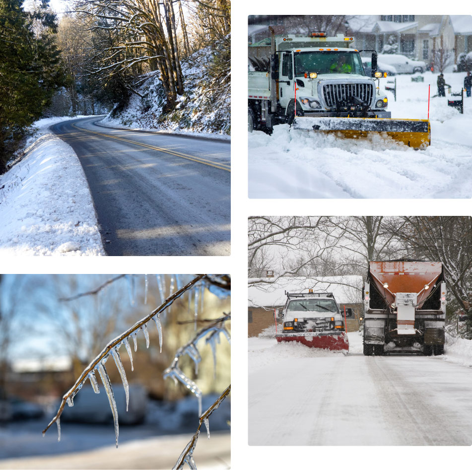 snow plowing and ice services photo grid