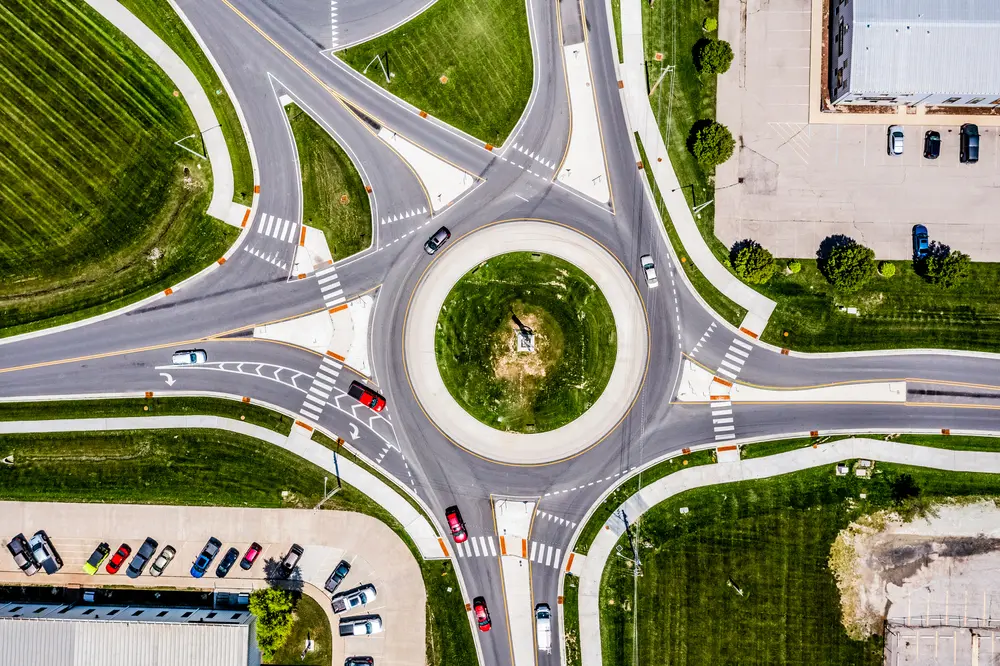 aerial view of the roundabout in indianapolis