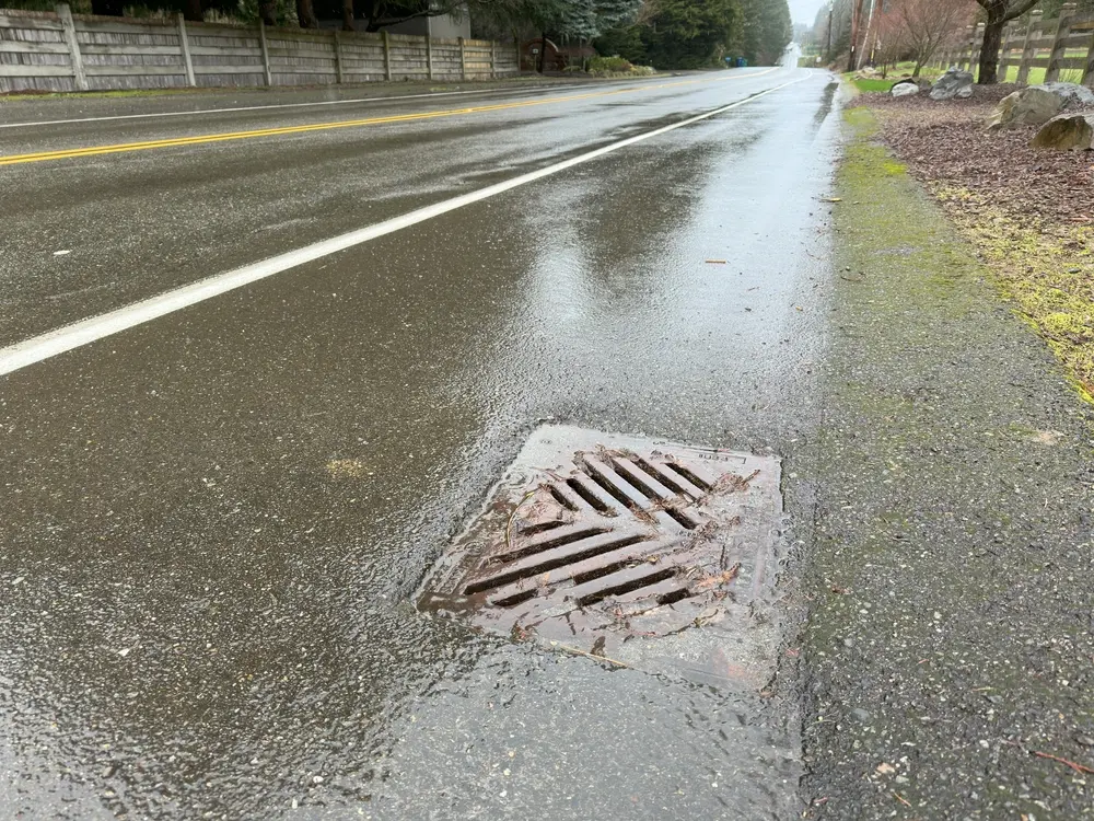 catch basin on roadway