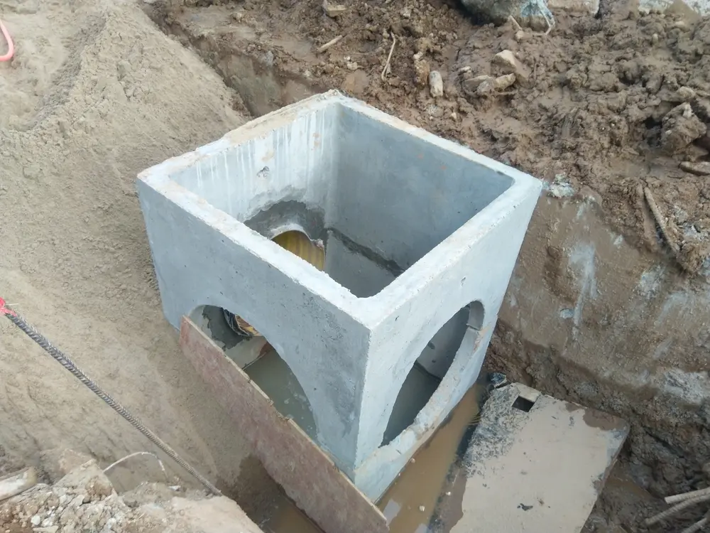 drain and catch basin installed for drainage