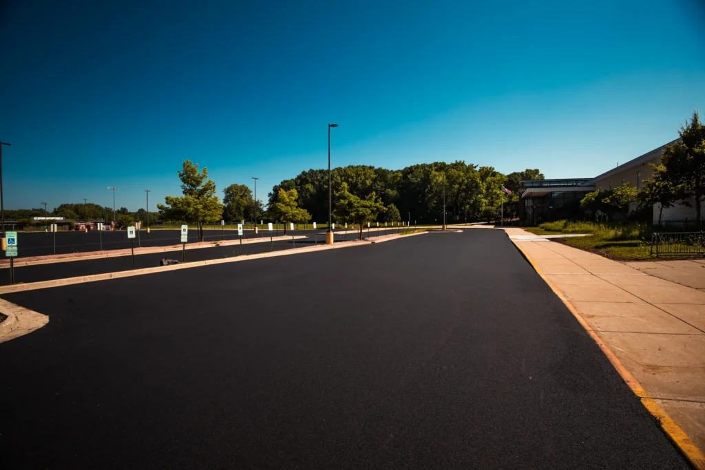 freshly paved commercial asphalt driveway
