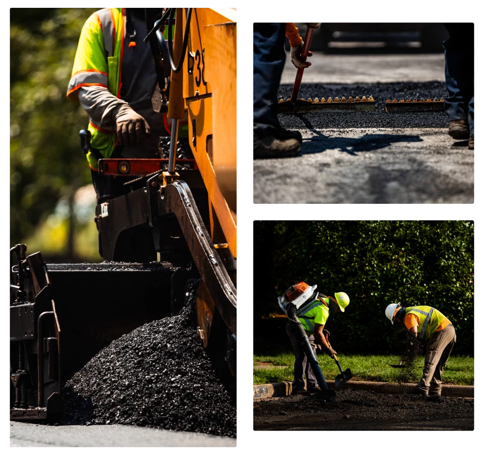 Collage of pavement deterioration being taken care of