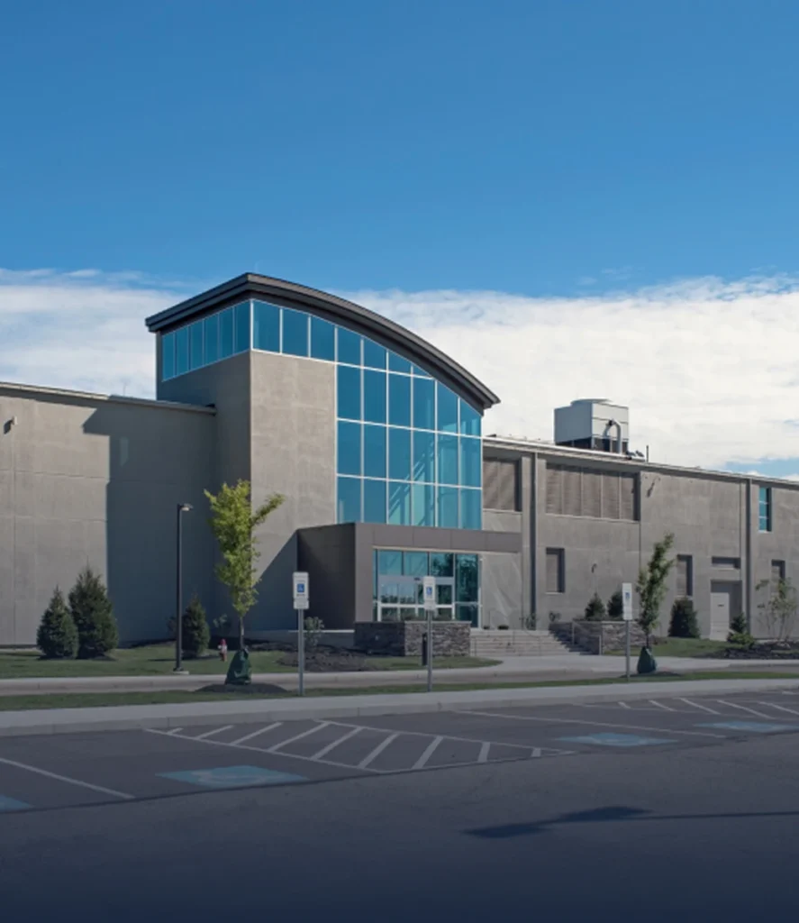 commercial building with handicapped parking spaces in front of the building