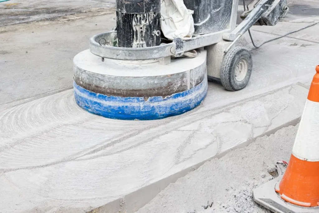 concrete grinding at a construction site