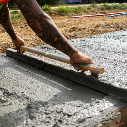 spreading out concrete