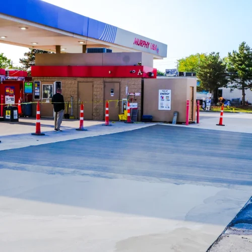new pavement for a murphy gas station