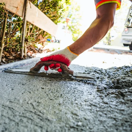 closeup of concrete spreading