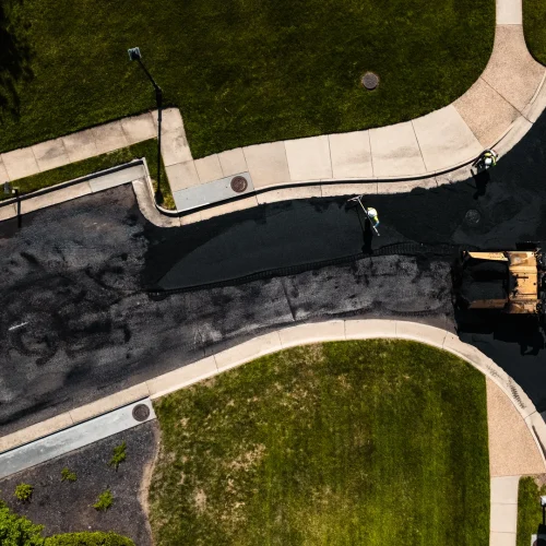 aerial view of asphalt paving