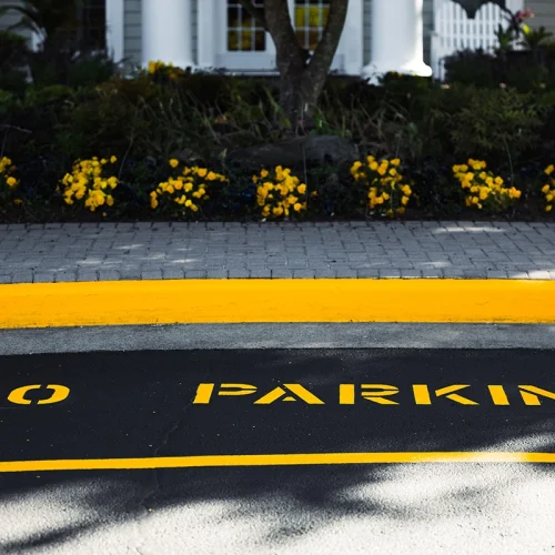 Blue Curb, LLC on site doing line striping in Manassas, VA