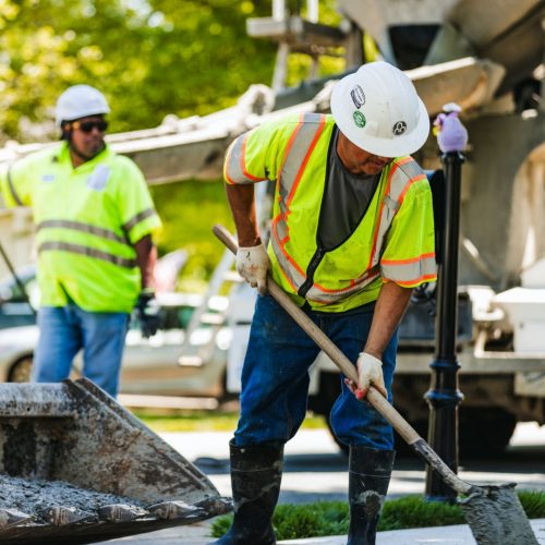 Brothers Paving & Concrete employee on site in Virginia.