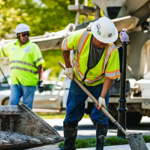 Brothers Paving & Concrete employee on site in Virginia.