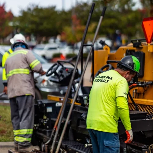 Carolina Asphalt employees at commercial project site.