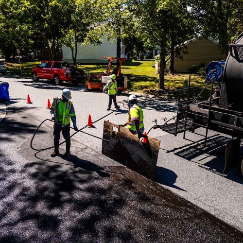 Chamberlain Contractors on site at commercial paving job.