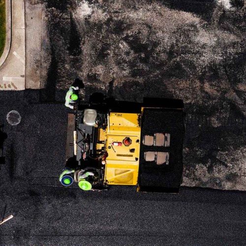 Overhead view of Chamberlain Contractors performing paving services.