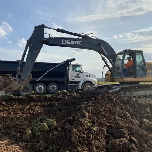Cincinnati Asphalt on site at a commercial paving job.