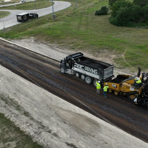 RDC Paving working on a roadway construction project