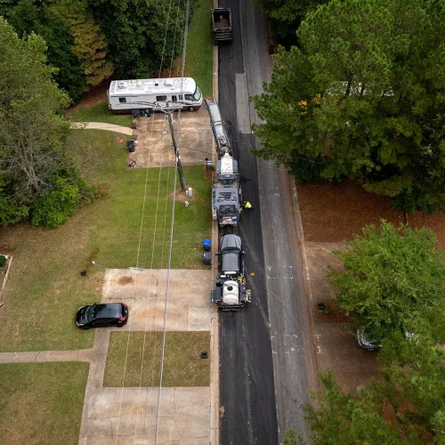 aerial view of roadway construction