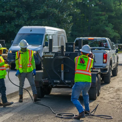 PKS Paving employees working on a road