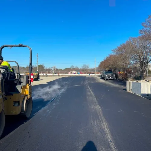 Finley Asphalt & Sealing employee on jobsite.