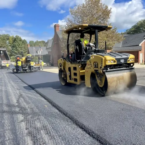 Finley Asphalt & Sealing working on commercial jobsite.