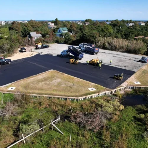Aerial view of Finley Asphalt & Sealing jobsite.