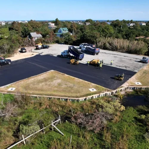 Aerial view of Finley Asphalt & Sealing jobsite.