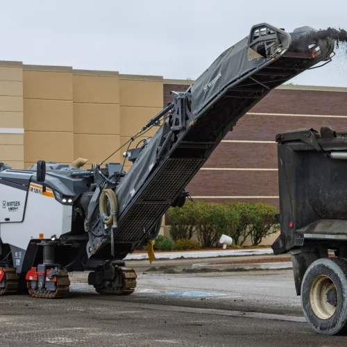 asphalt milling in a parking lot