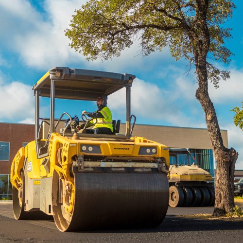 Pave America on commercial paving project job site.