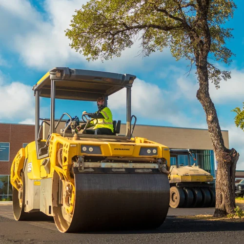 Pave America on commercial paving project job site.
