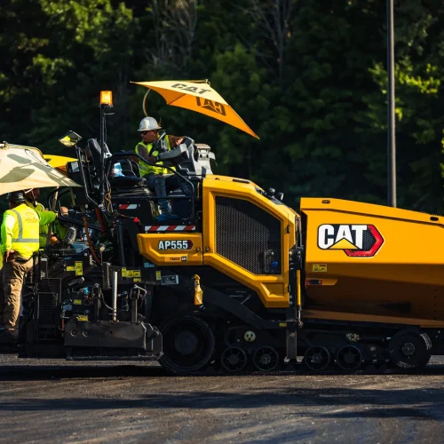 PLM Paving employees on an asphalt job site