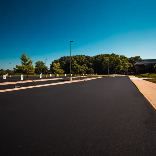 freshly paved commercial asphalt driveway