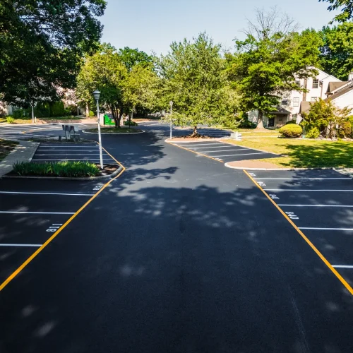 freshly paved parking lot