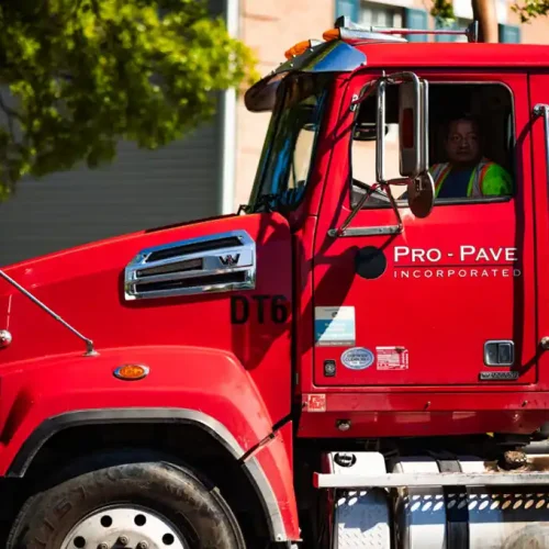 Close up of Pro-Pave, Inc. truck.