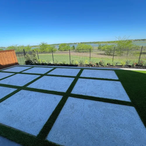 backyard concrete tile construction