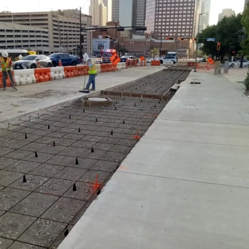 roadway construction in downtown dallas