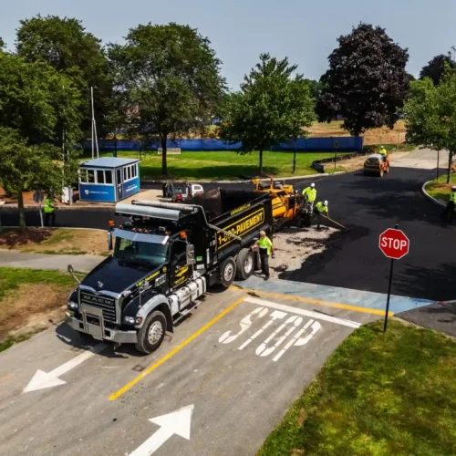 US Pavement Services truck at commercial job site.