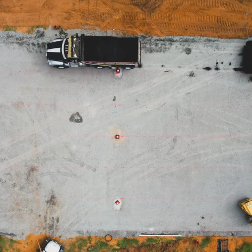 Aerial view of Eosso Brothers Paving working on sports construction project.