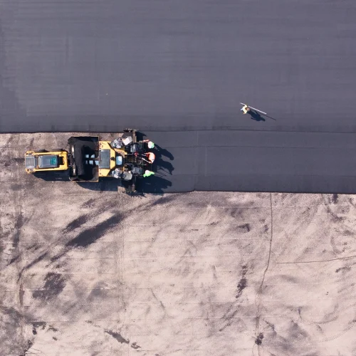 aerial view of asphalt paving