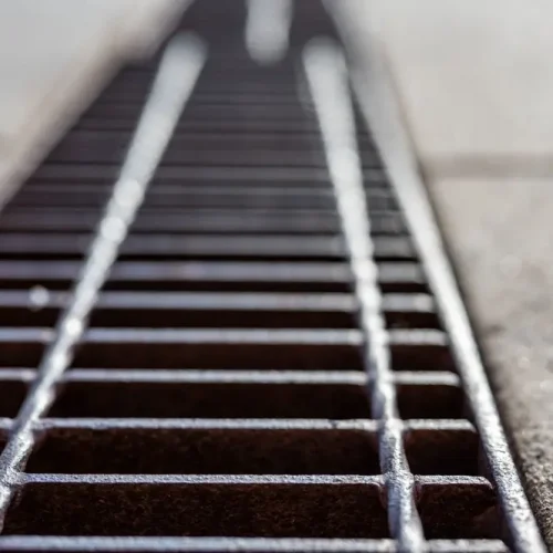 closeup of drainage grates